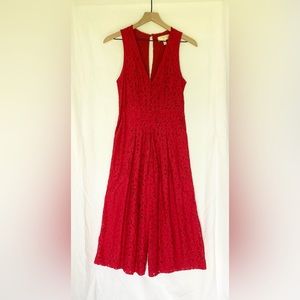 Anthropologie red lace jumpsuit